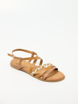 Sandales multi matières à brides
