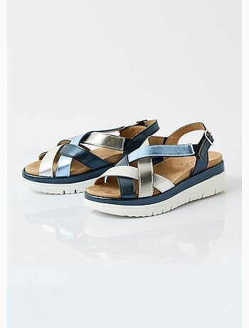 Sandales multibrides compensées grande largeur - Afibel