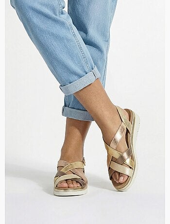 Sandales multibrides compensées grande largeur - Afibel