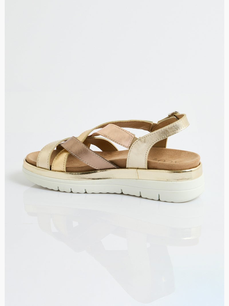 Sandales multibrides compensées grande largeur - Afibel Bronze - Kiabi