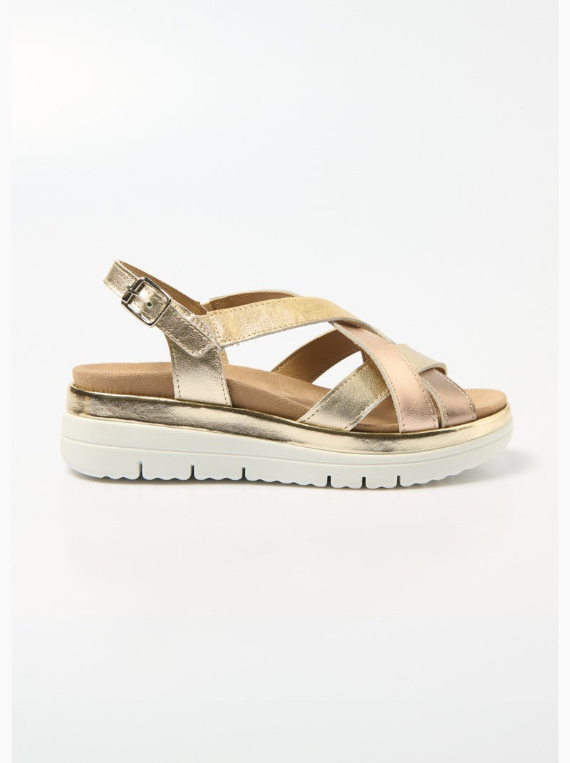 Sandales multibrides compensées grande largeur - Afibel Bronze - Kiabi