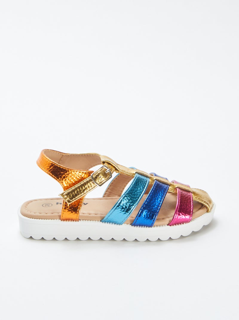 Sandales multicolores à multi-brides BEIGE - Kiabi