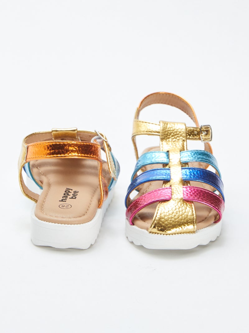 Sandales multicolores à multi-brides BEIGE - Kiabi