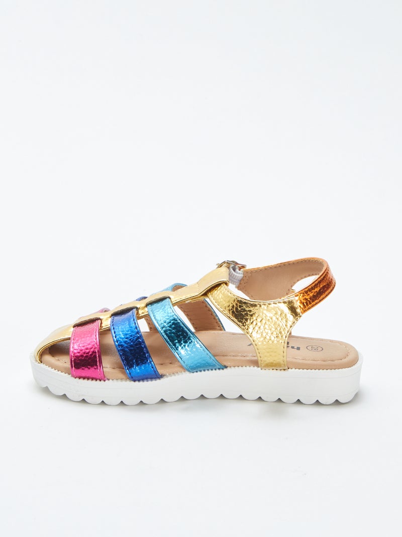 Sandales multicolores à multi-brides BEIGE - Kiabi