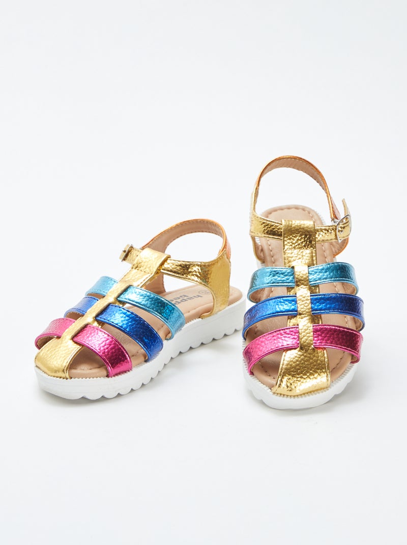 Sandales multicolores à multi-brides BEIGE - Kiabi