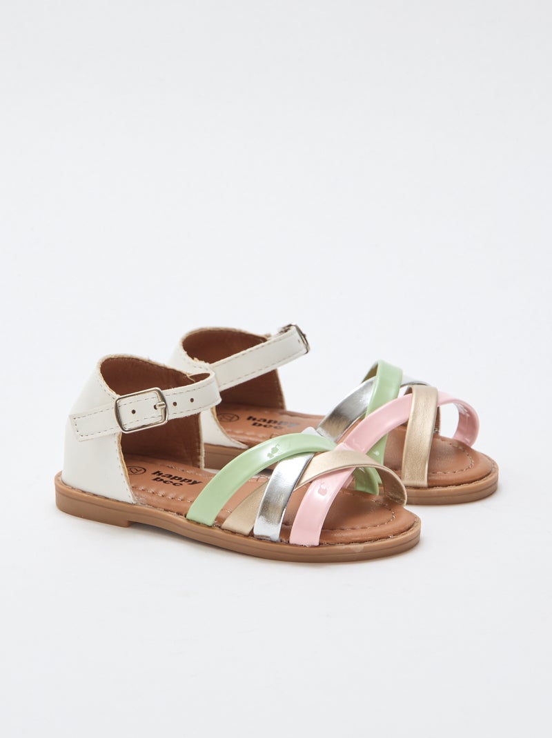 Sandales multicolores à multiples brides Blanc - Kiabi