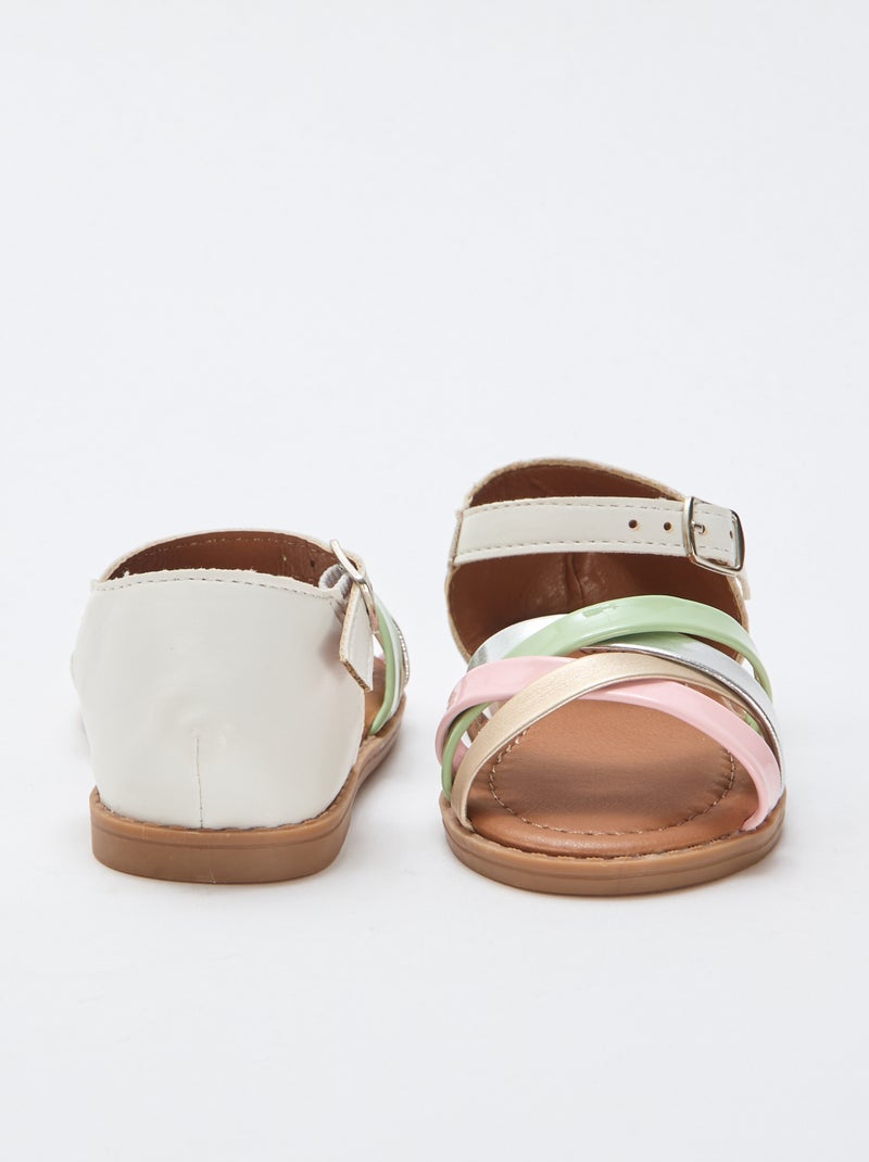 Sandales multicolores à multiples brides Blanc - Kiabi