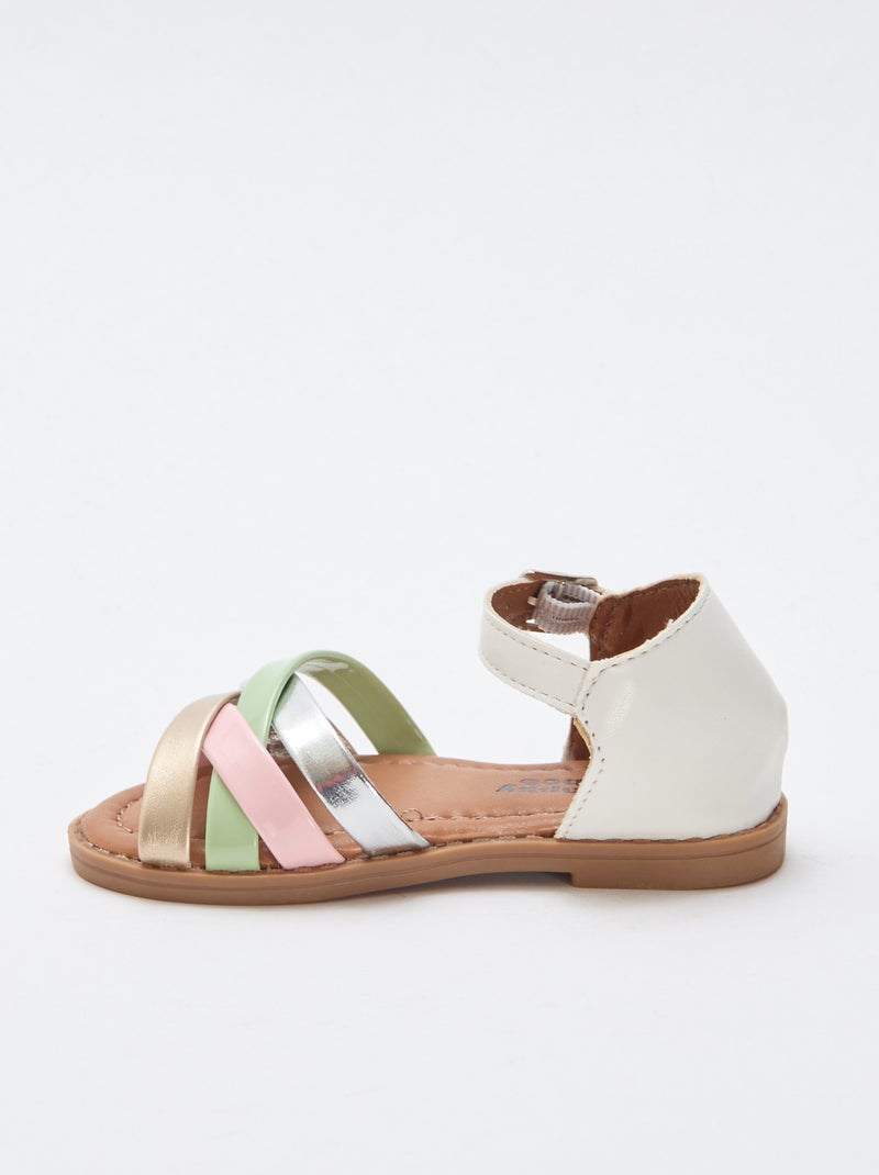Sandales multicolores à multiples brides Blanc - Kiabi