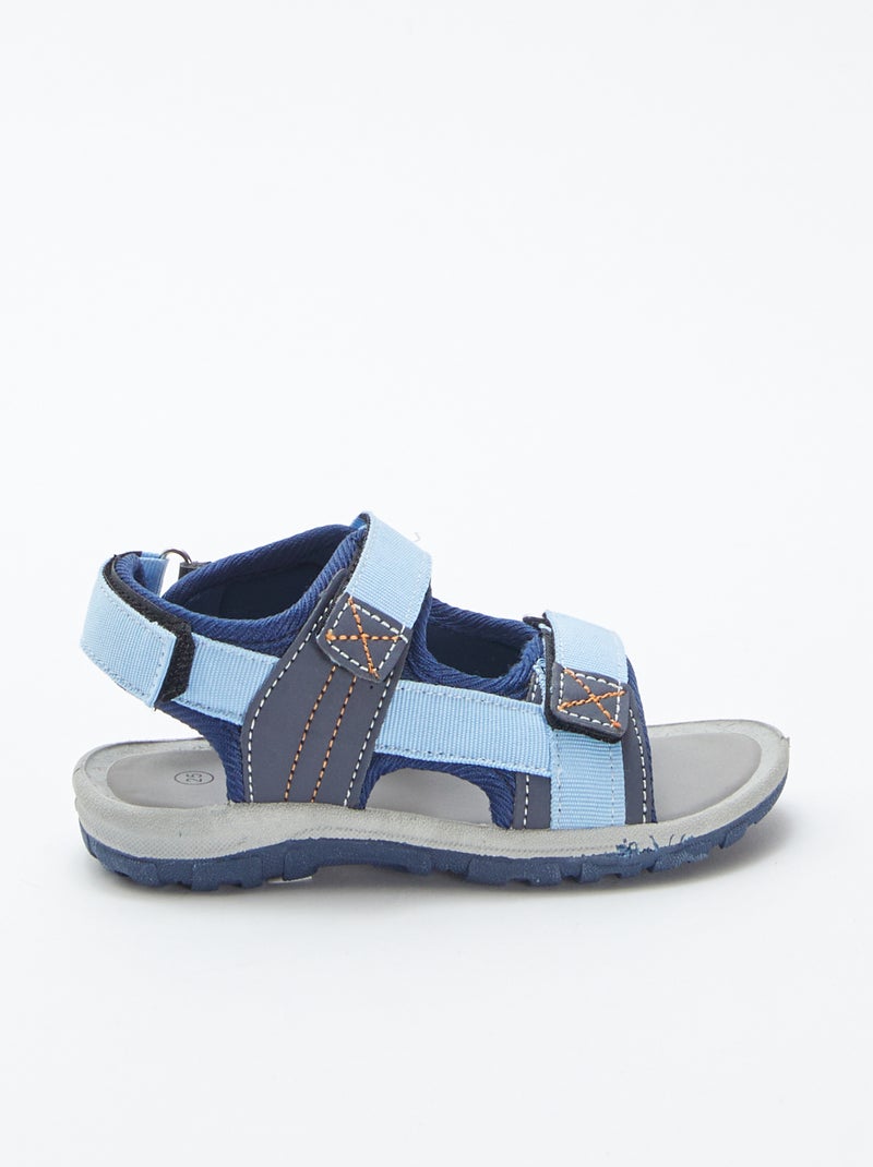 Sandales ouvertes à scratchs BLEU - Kiabi
