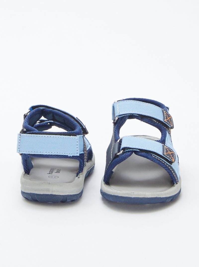 Sandales ouvertes à scratchs BLEU - Kiabi