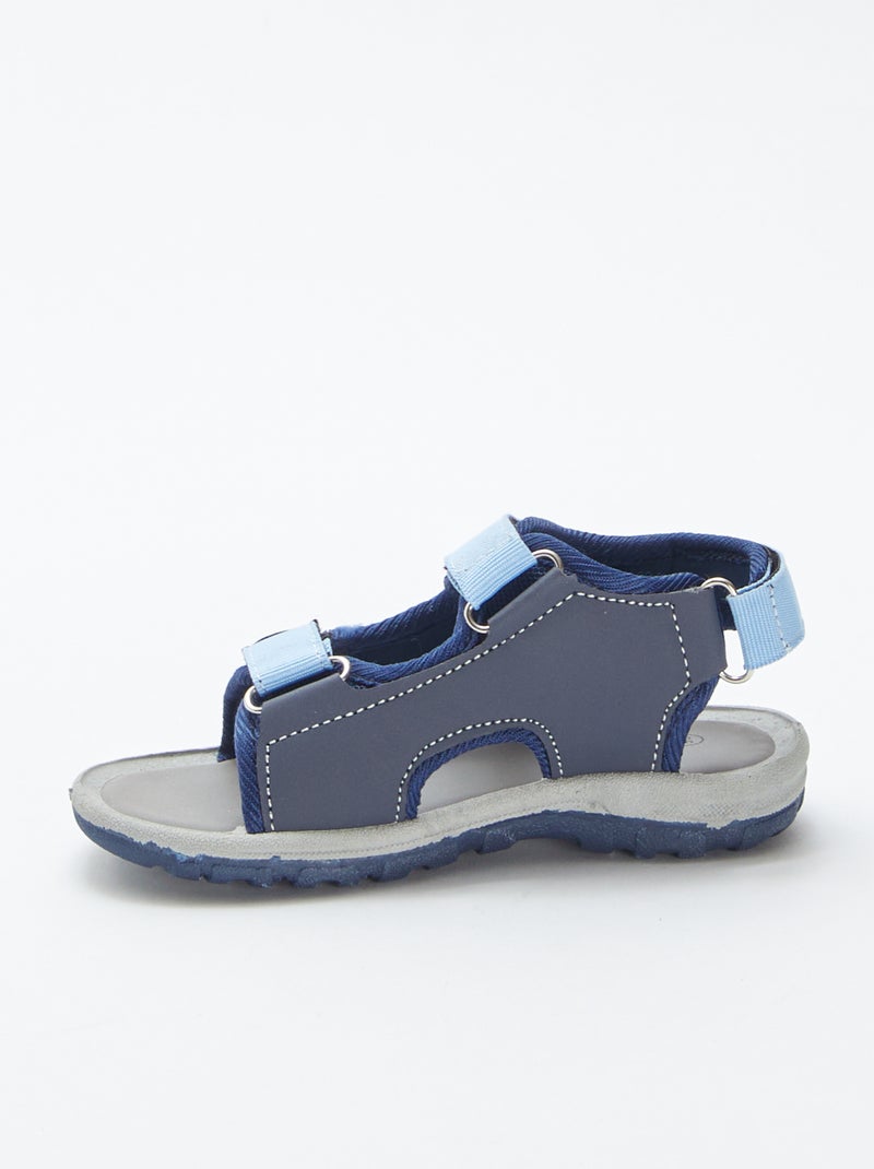 Sandales ouvertes à scratchs BLEU - Kiabi