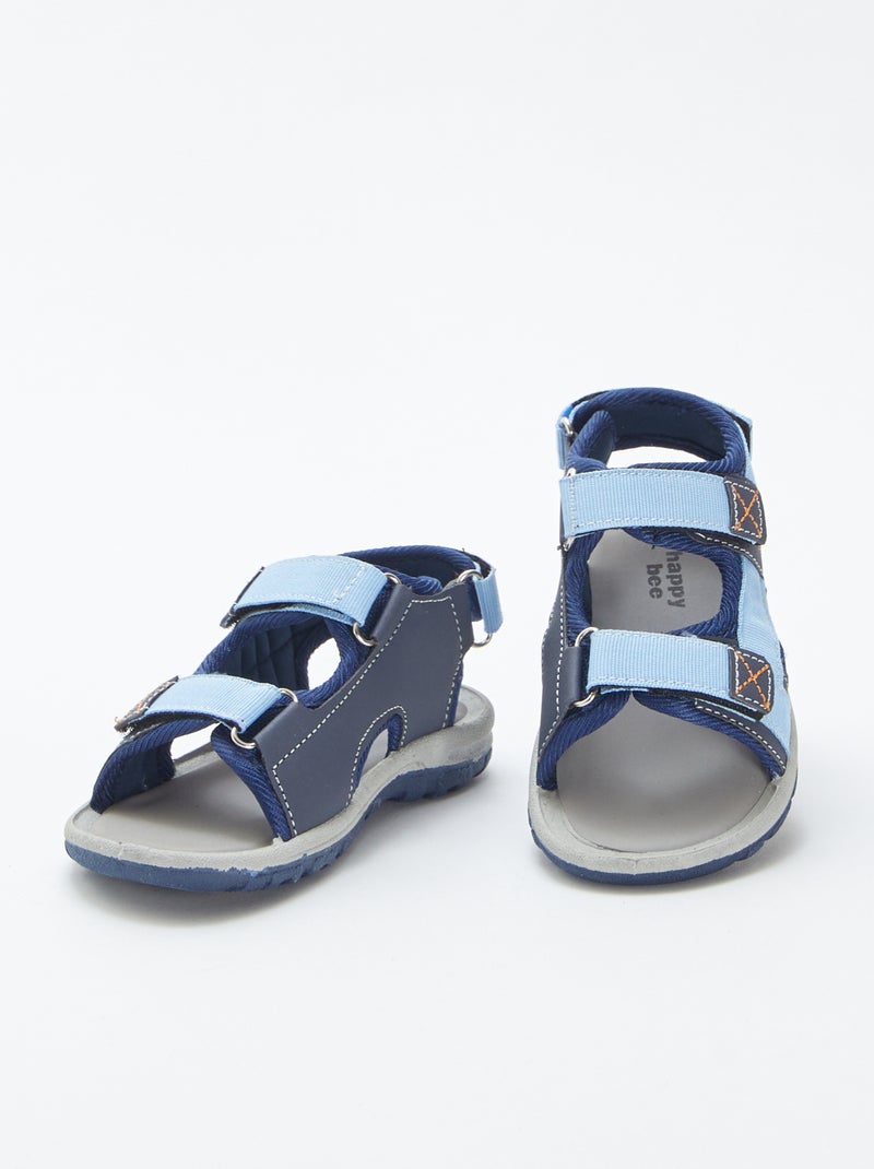 Sandales ouvertes à scratchs BLEU - Kiabi
