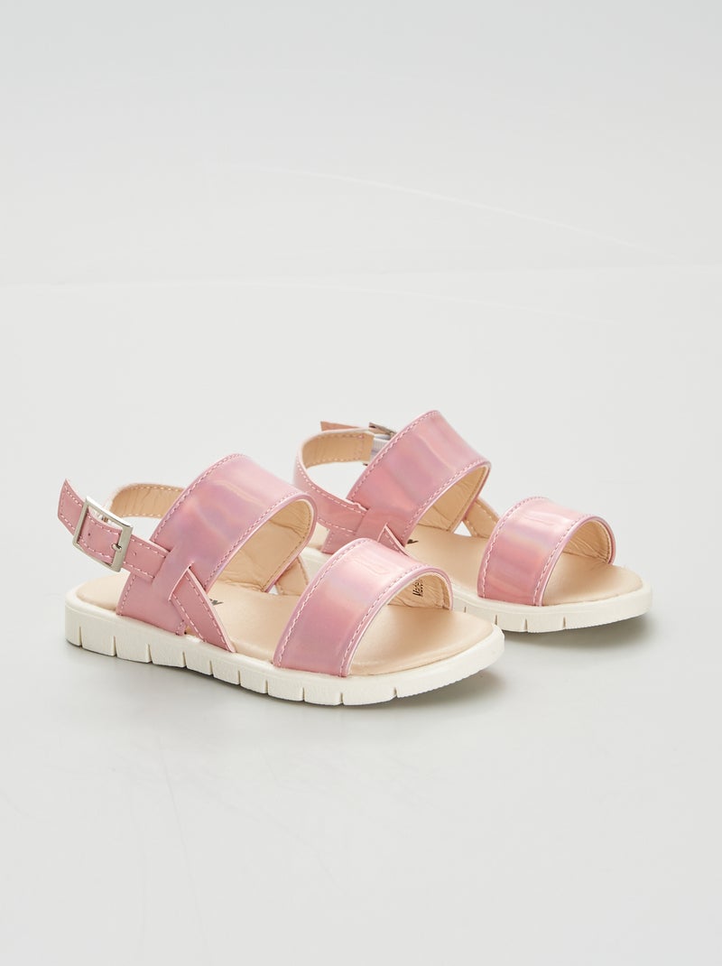 Sandales ouvertes à semelle crantée Rose - Kiabi