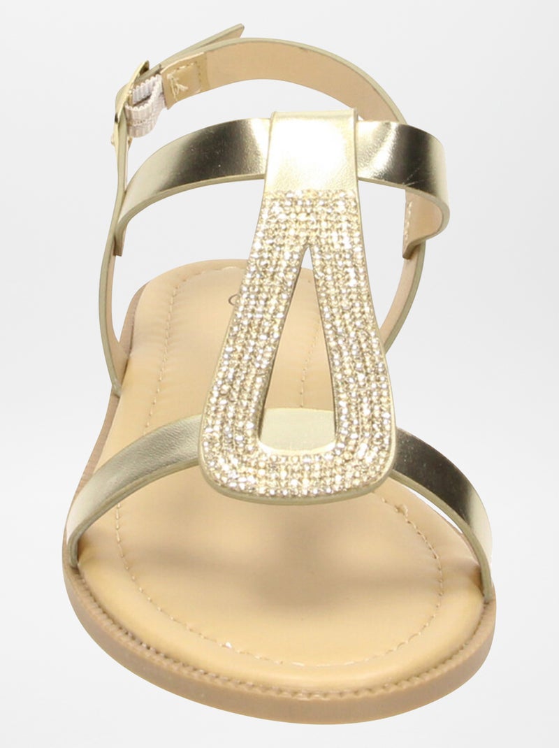 Sandales ouvertes à strass Doré - Kiabi