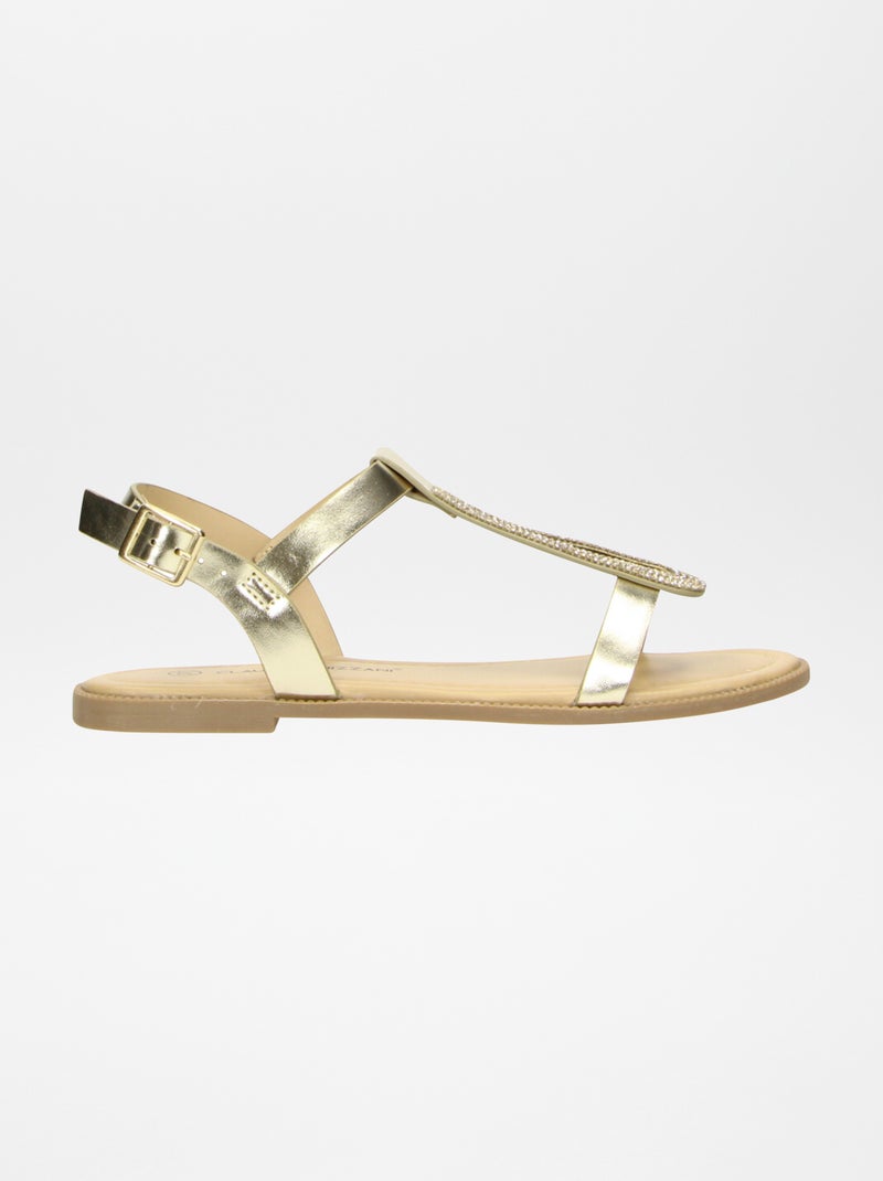 Sandales ouvertes à strass Doré - Kiabi