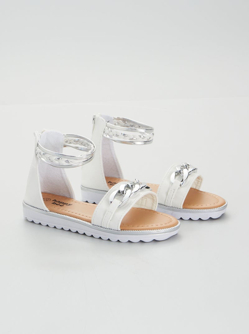 Sandales ouvertes à talons Blanc/argenté - Kiabi