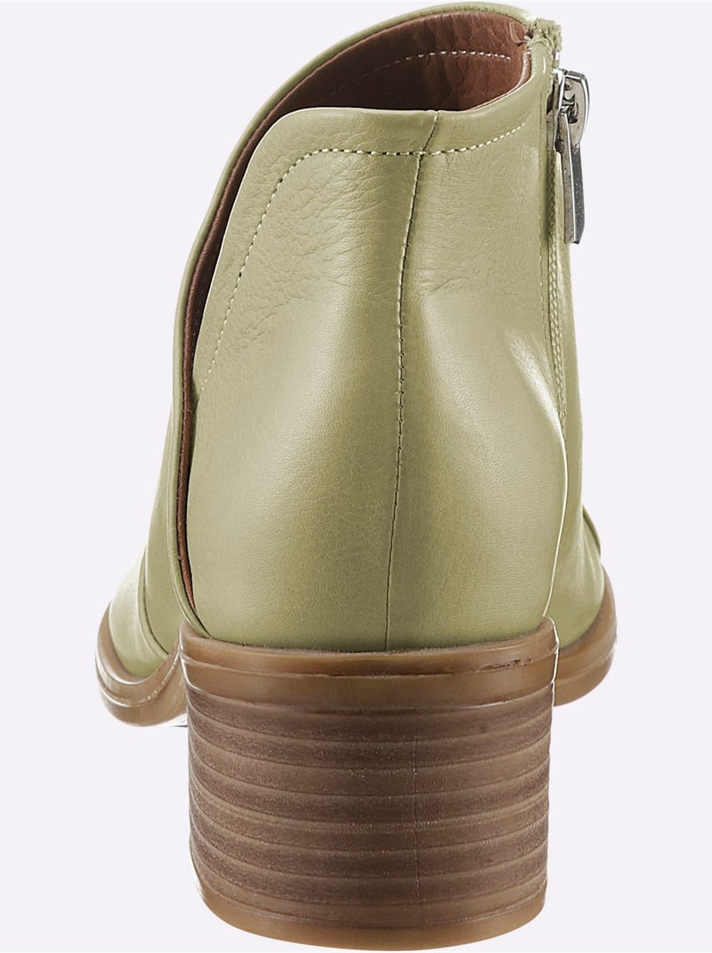 Sandales ouvertes avec glissière latérale et talon bottier - taille standard - helline Vert Sauge - Kiabi