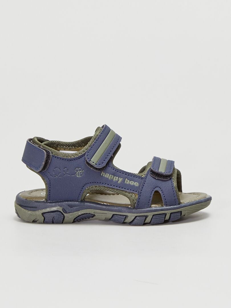 Sandales ouvertes bicolores Bleu - Kiabi