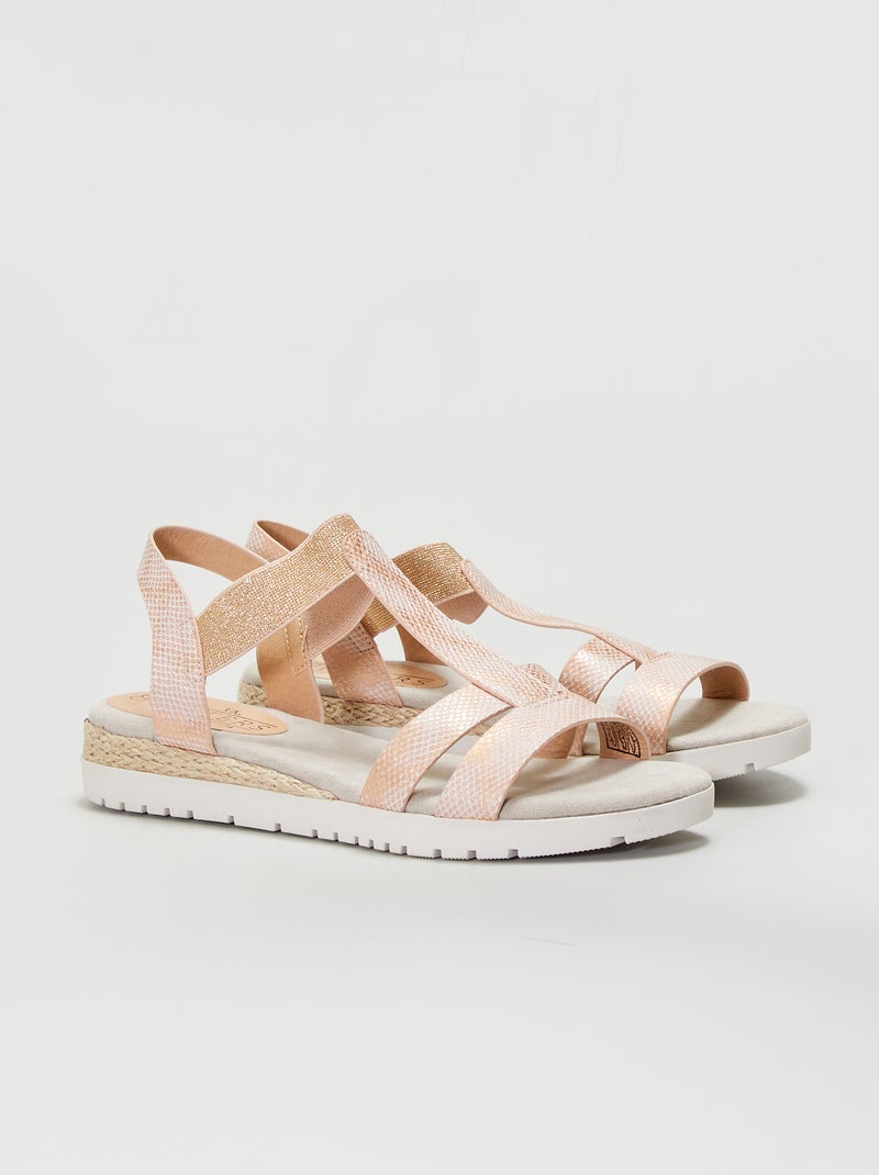 Sandales ouvertes compensées rose - Kiabi