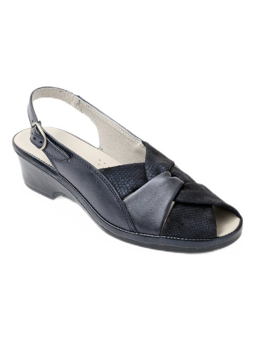 Sandales ouvertes cuir largeur confort - Afibel - Kiabi