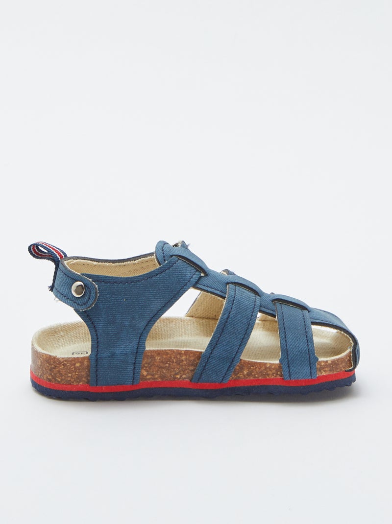 Sandales ouvertes effet liège Bleu - Kiabi
