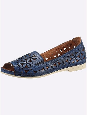 Sandales ouvertes en cuir avec empiècements ajourés et semelle confortable - Taille standard - Witt