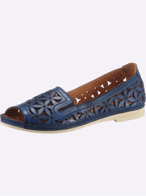 Sandales ouvertes en cuir avec élastiques et semelle souple - Taille standard - Witt - Kiabi