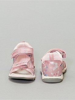 Sandales ouvertes en simili et textile - Kiabi