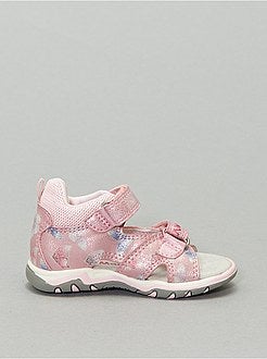 Sandales ouvertes en simili et textile - Kiabi