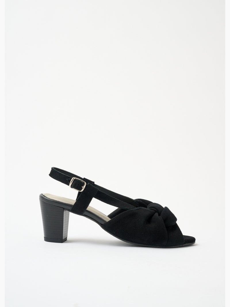 Sandales ouvertes fines brides à talons cuir - AFIBEL Noir - Kiabi