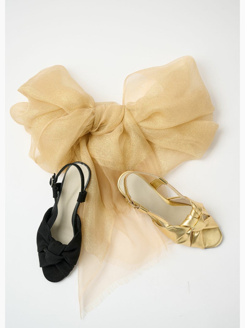 Sandales ouvertes fines brides à talons cuir Doré - Kiabi