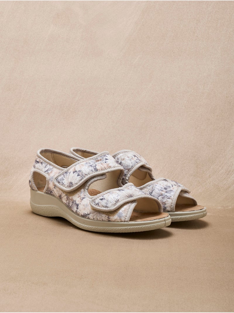 Sandales ouverture totale scratchs - PEDICONFORT Beige - Kiabi
