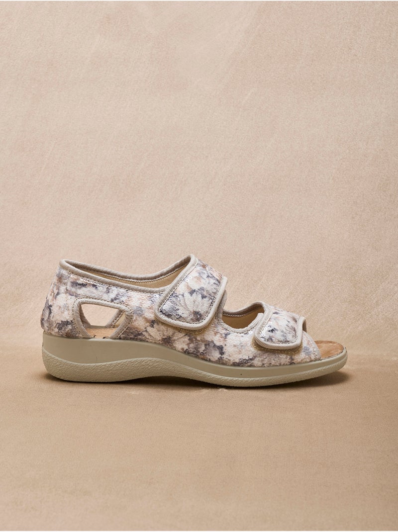 Sandales ouverture totale scratchs - PEDICONFORT Beige - Kiabi