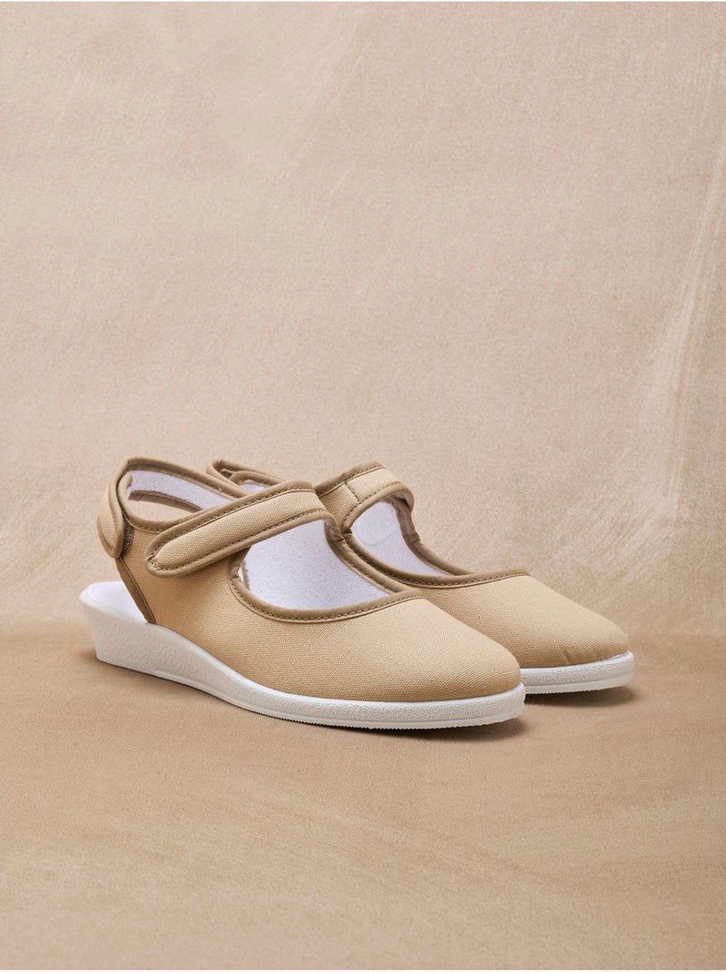 Sandales ouverture totale textile - PEDICONFORT Beige - Kiabi