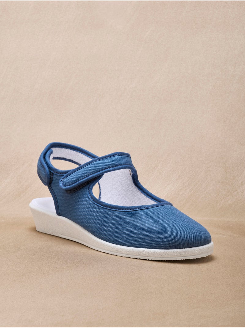 Sandales ouverture totale textile - PEDICONFORT Bleu jean - Kiabi