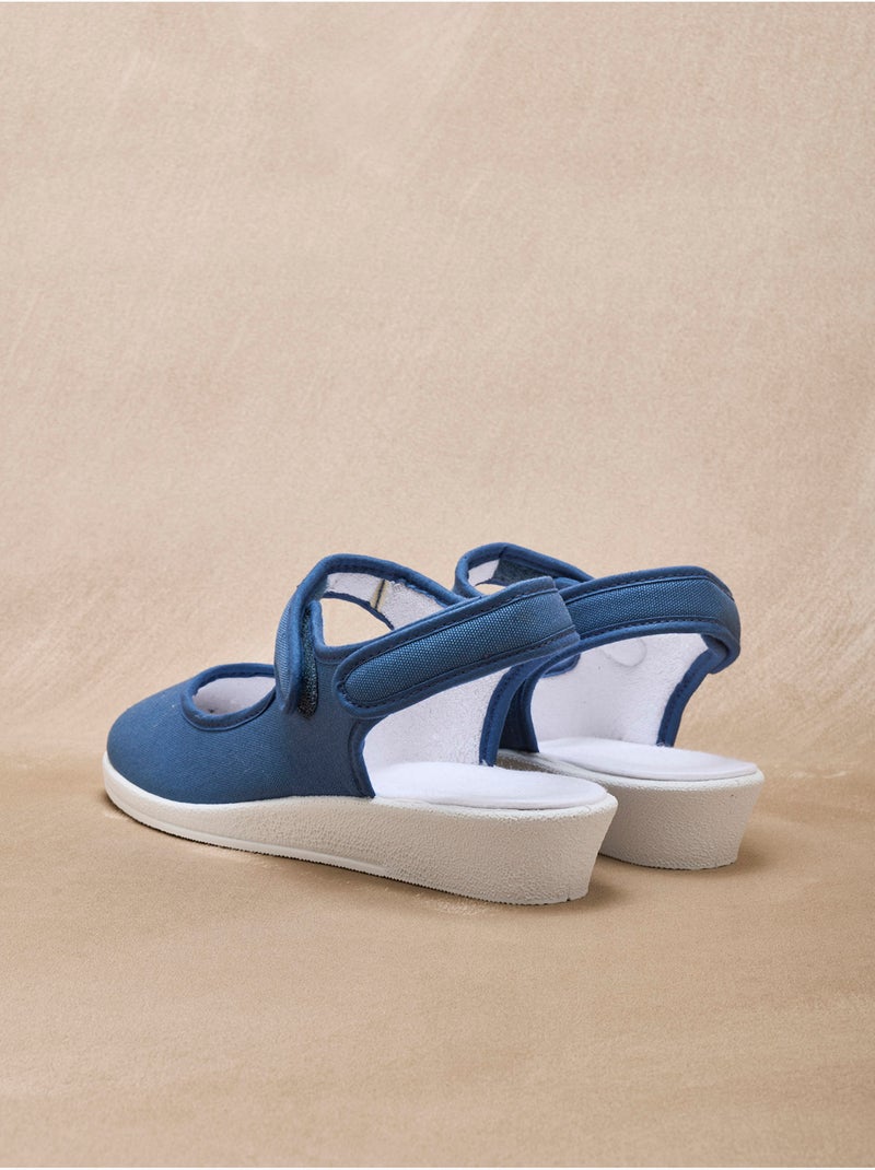 Sandales ouverture totale textile - PEDICONFORT Bleu jean - Kiabi