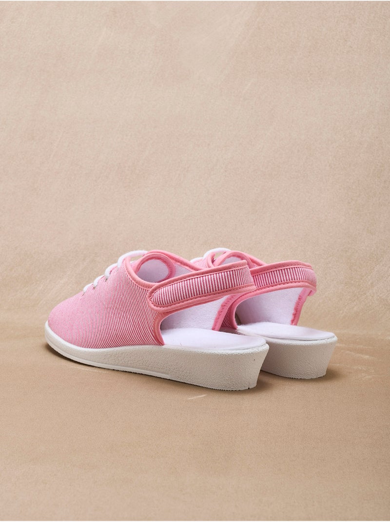 Sandales ouverture totale toile - PEDICONFORT Rose/Multicolore - Kiabi