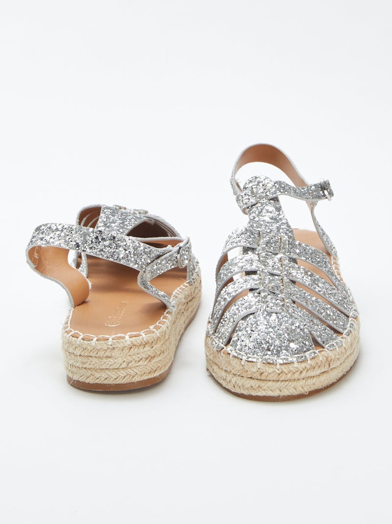 Sandales pailletée avec ouverture à boucle Gris - Kiabi