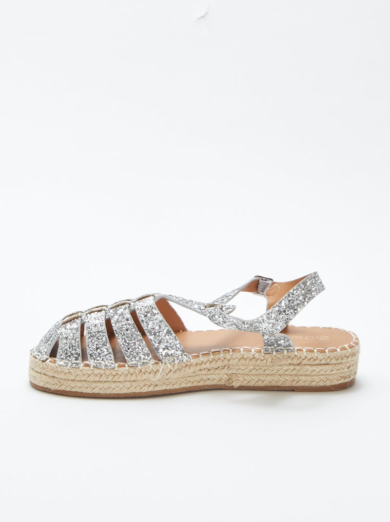 Sandales pailletée avec ouverture à boucle Gris - Kiabi
