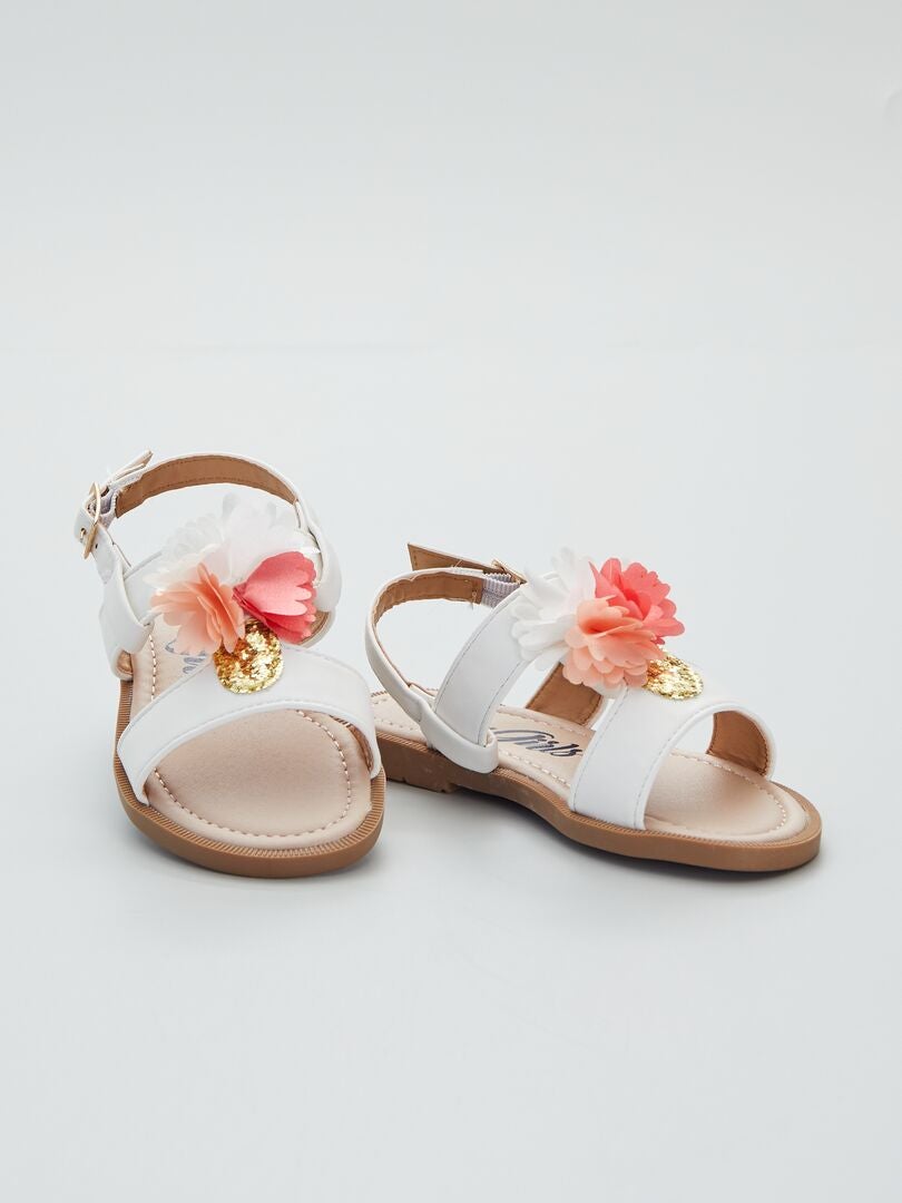 Sandales pailletées à 'fleurs' Blanc - Kiabi
