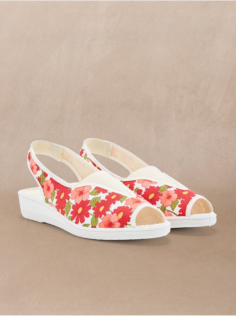 Sandales pantoufles textile - PEDICONFORT Rouge - Kiabi
