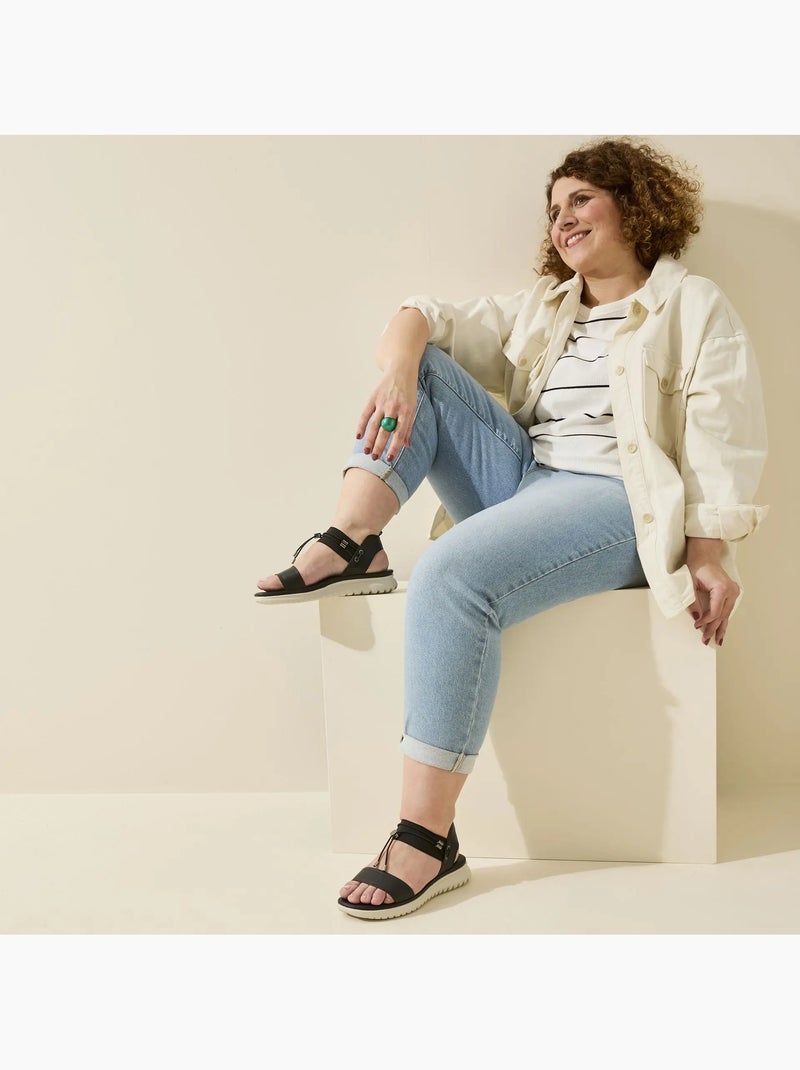 Sandales pieds larges h - lou Noir - Kiabi