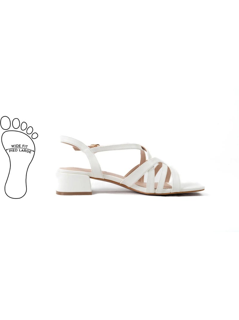 Sandales pieds larges H - Modèle Eva Blanc - Kiabi