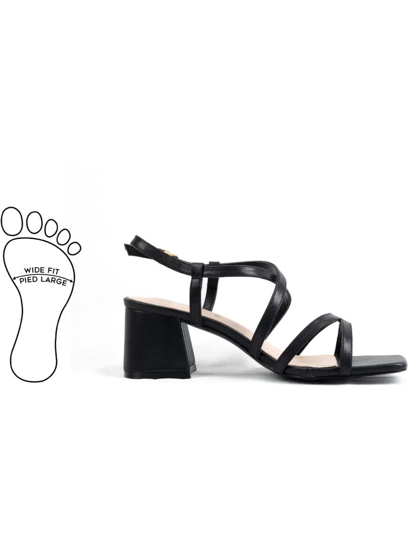 Sandales pieds larges H - Zoe Noir - Kiabi