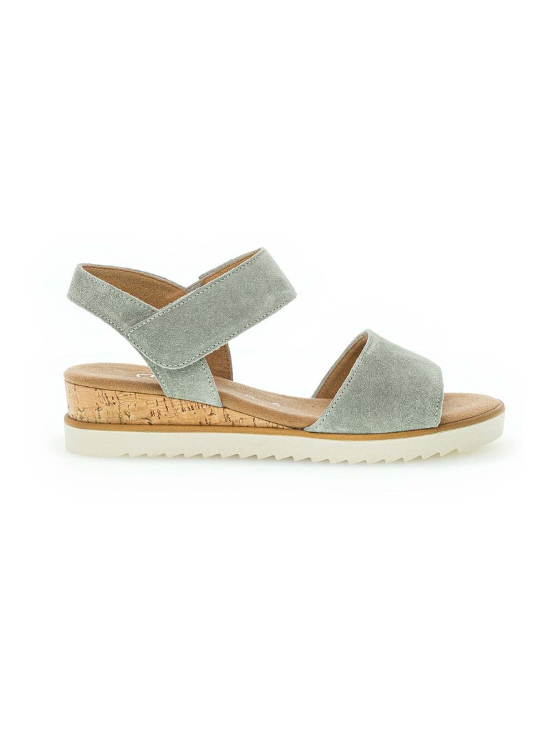 Sandales pistaches en cuir velours Vert - Kiabi