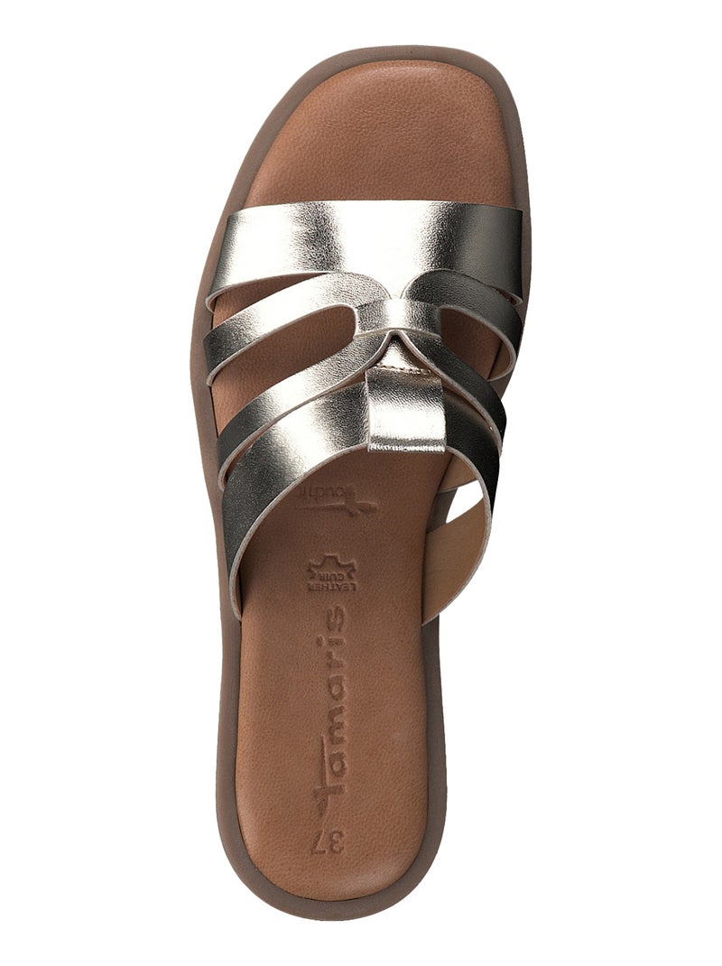 Sandales Plate Cuir Tamaris Doré/or - Kiabi