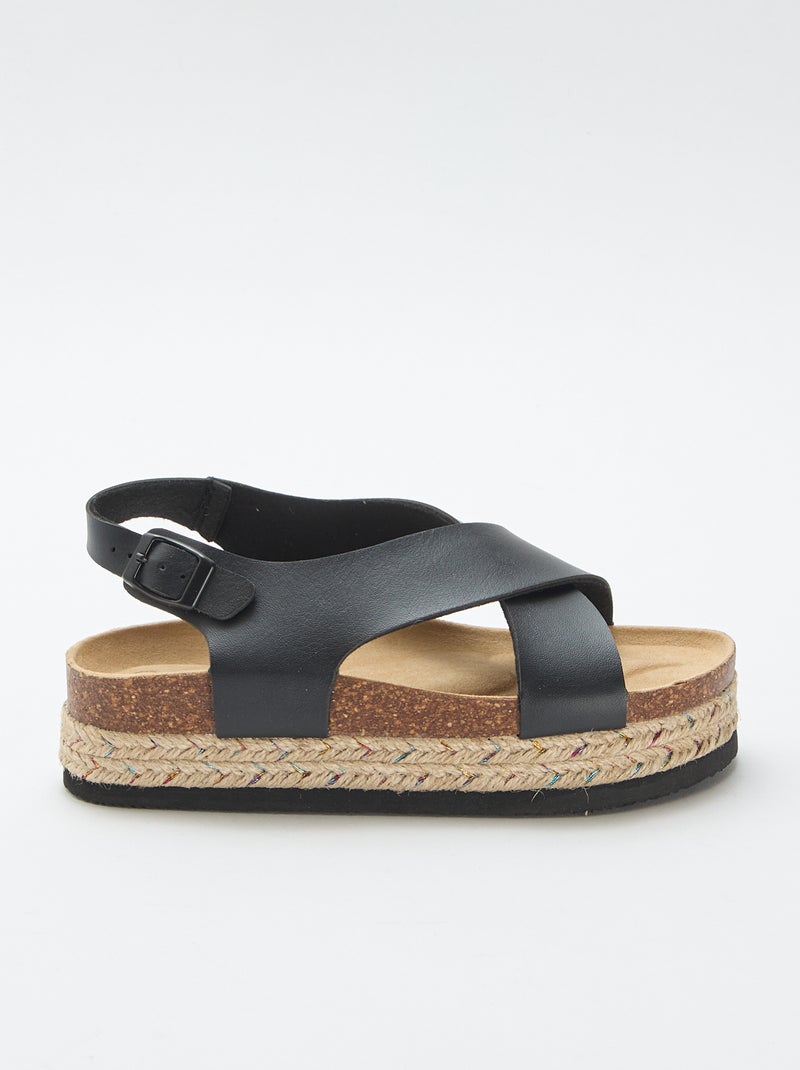 Sandales plateformes à brides croisées Noir - Kiabi