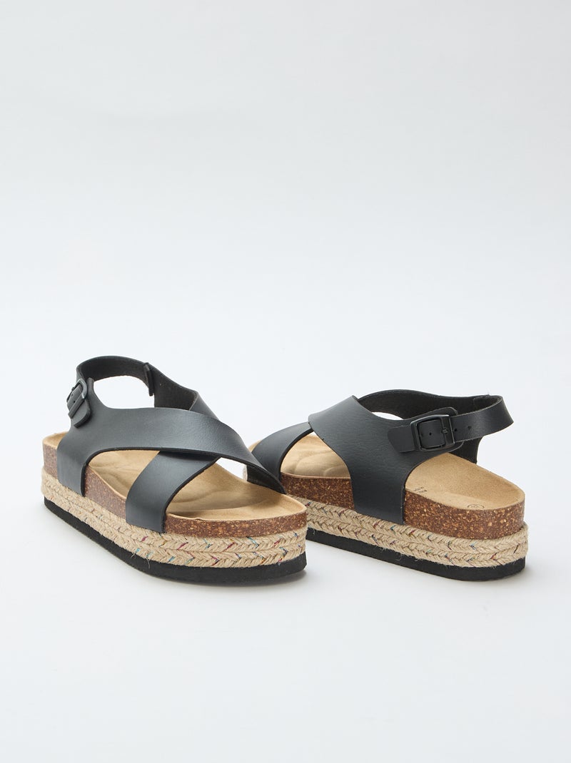 Sandales plateformes à brides croisées Noir - Kiabi
