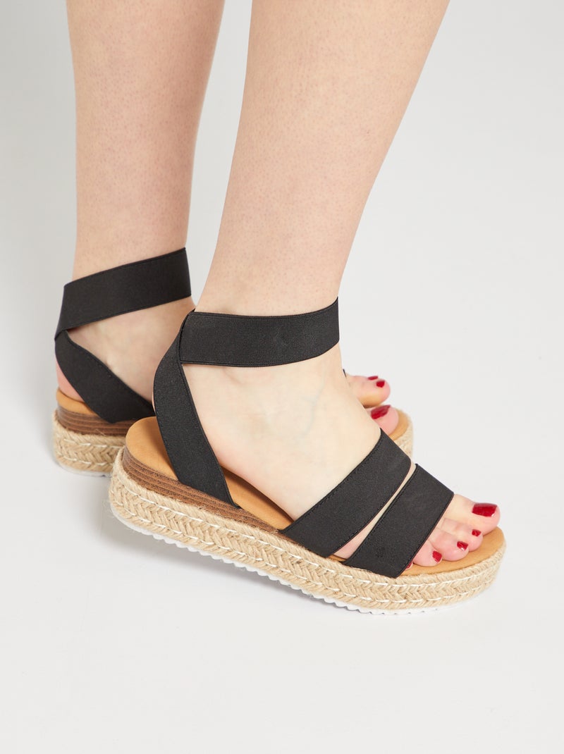 Sandales plateformes noir - Kiabi