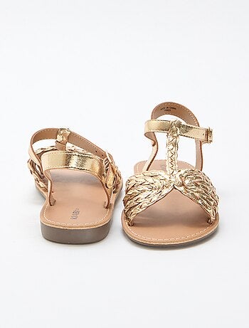 Sandales plates à bride et lanières tressées